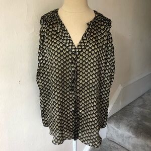 MISA Tbags Los Angeles Patterned Ruffle Blouse EUC